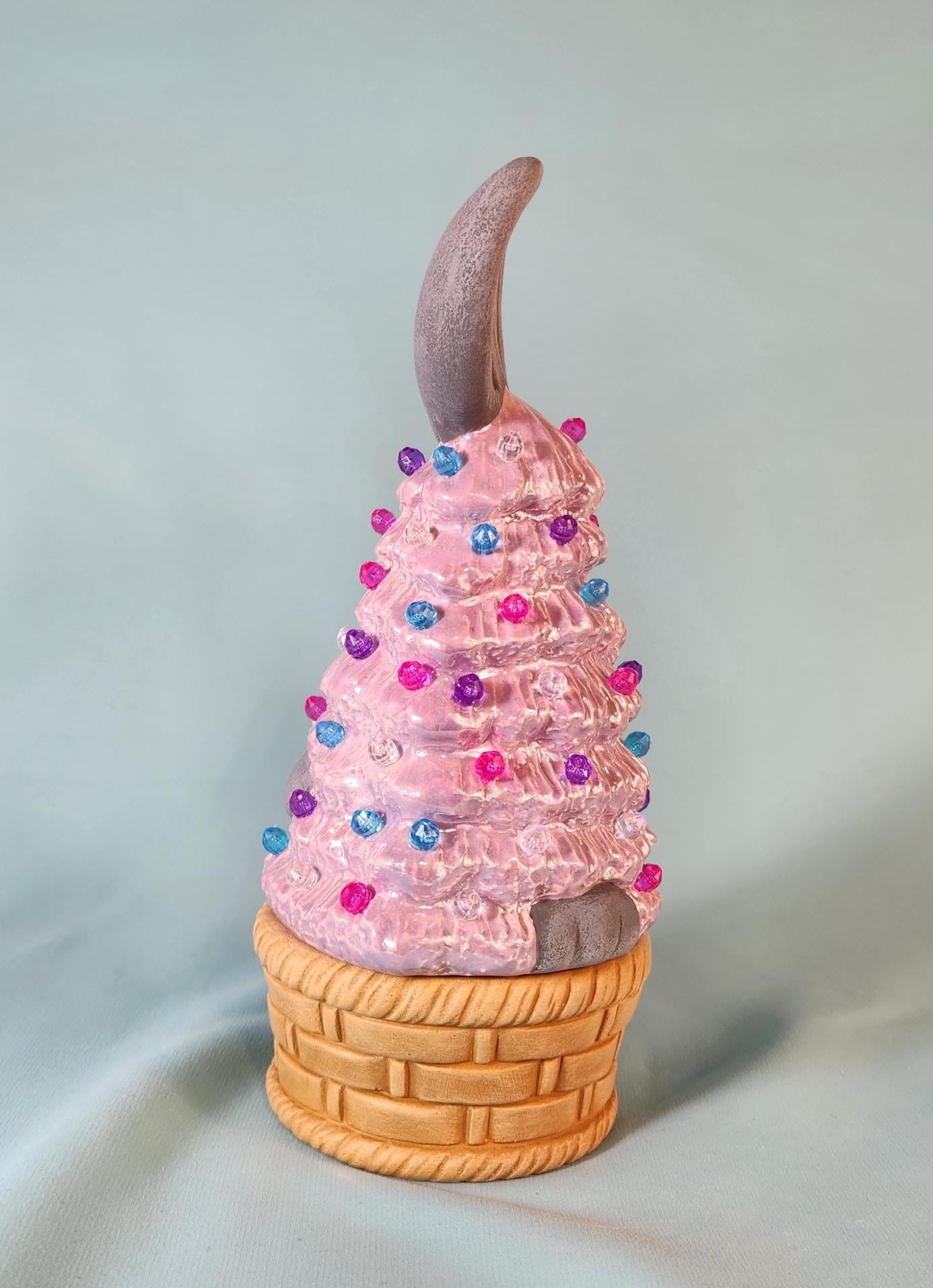 Petite Mother of Pearl Easter Bunny Tree with LED Lights - Handcrafted Tabletop Decor