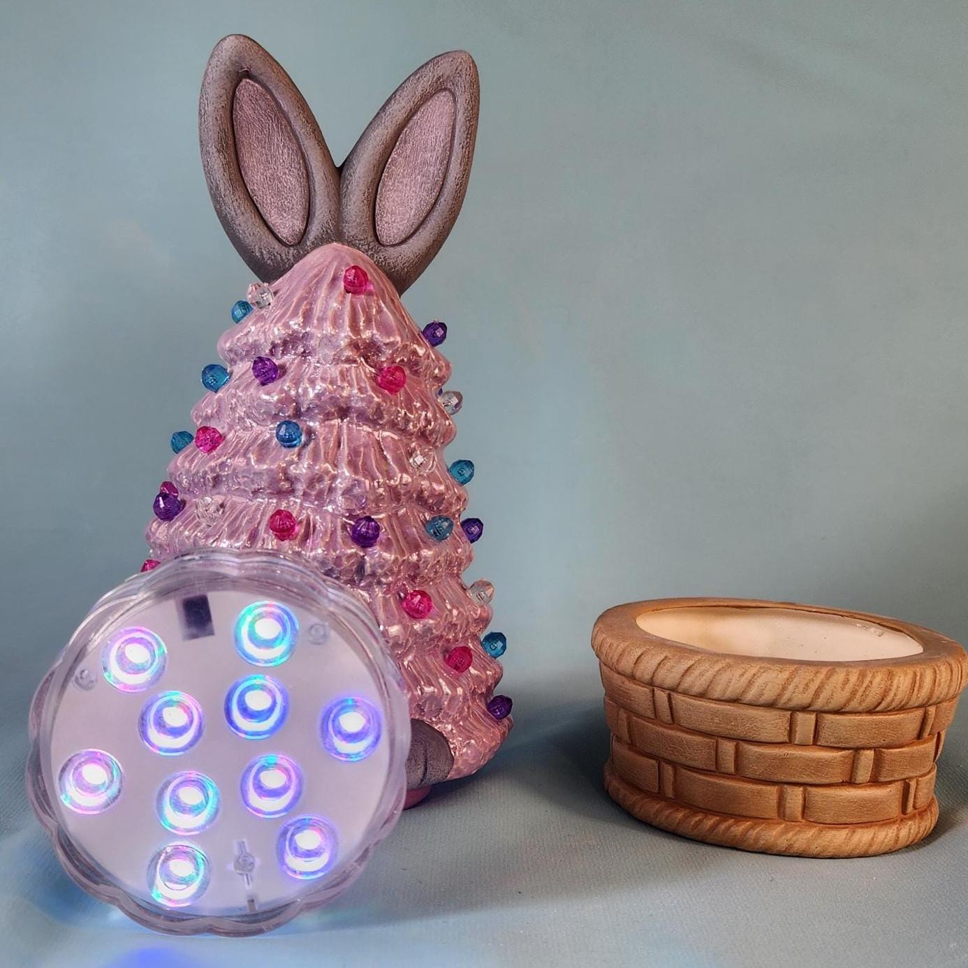 Petite Mother of Pearl Easter Bunny Tree with LED Lights - Handcrafted Tabletop Decor