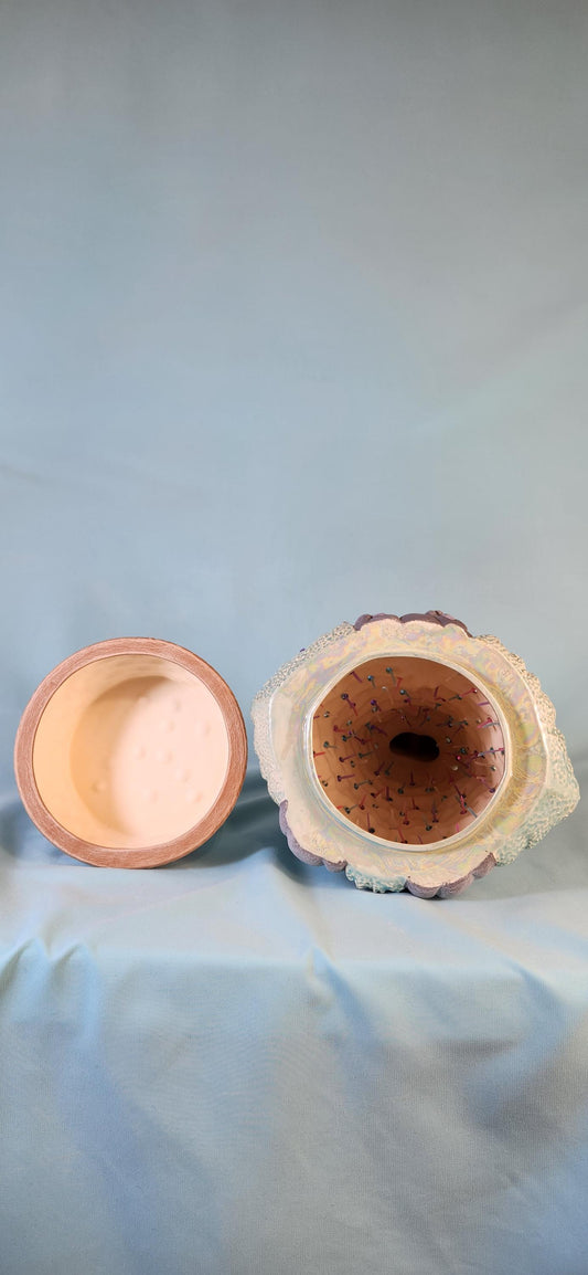 Illuminated Easter Bunny Ceramic Tree: Mother of Pearl Pastel Accent Piece with Basket Base & LED Lights