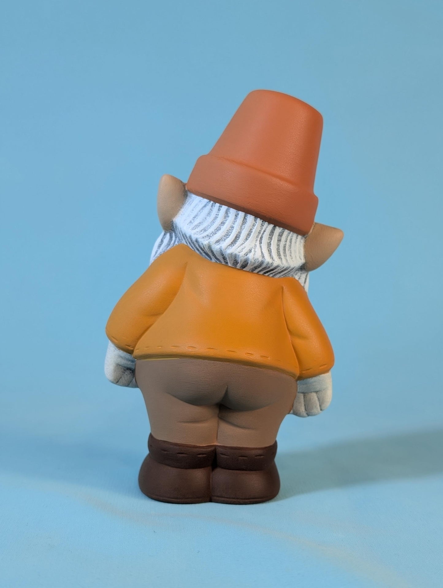 Ceramic Garden Gnome statue, cute gnome with a flower pot hat, yard art garden gnome