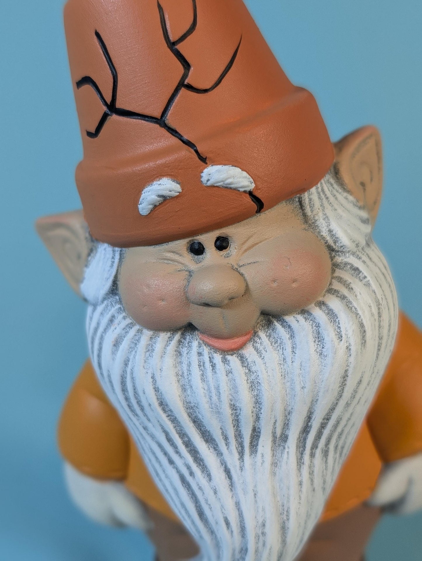 Ceramic Garden Gnome statue, cute gnome with a flower pot hat, yard art garden gnome