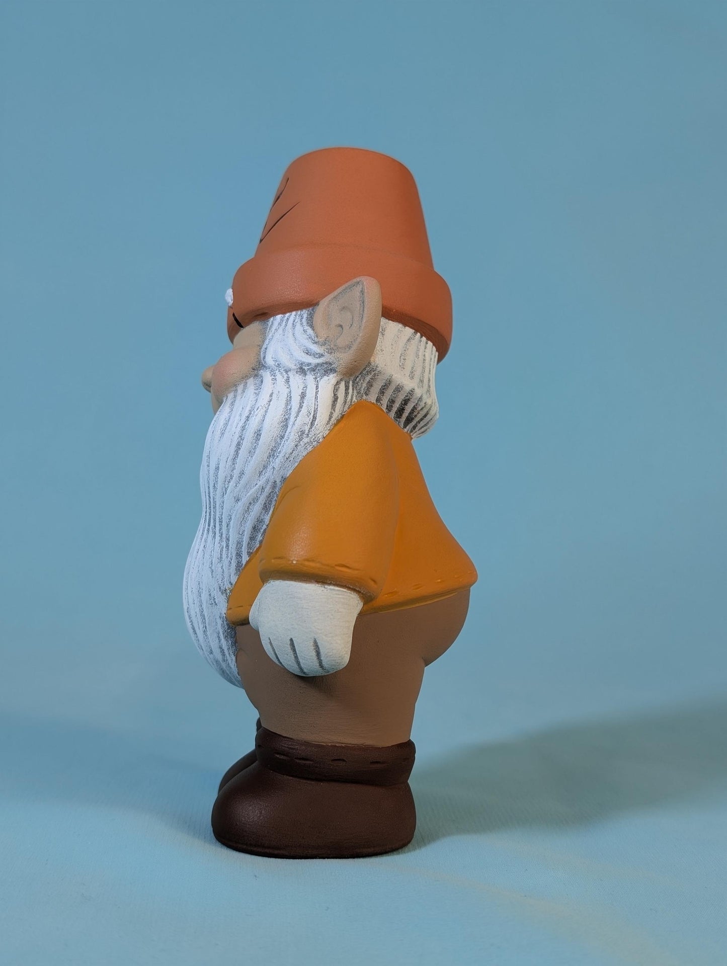Ceramic Garden Gnome statue, cute gnome with a flower pot hat, yard art garden gnome