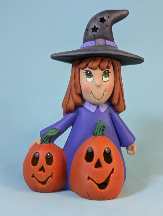Illuminated Halloween Pumpkin Witch Decoration: Spooky Cute Light-Up Decor for Festive Ambiance