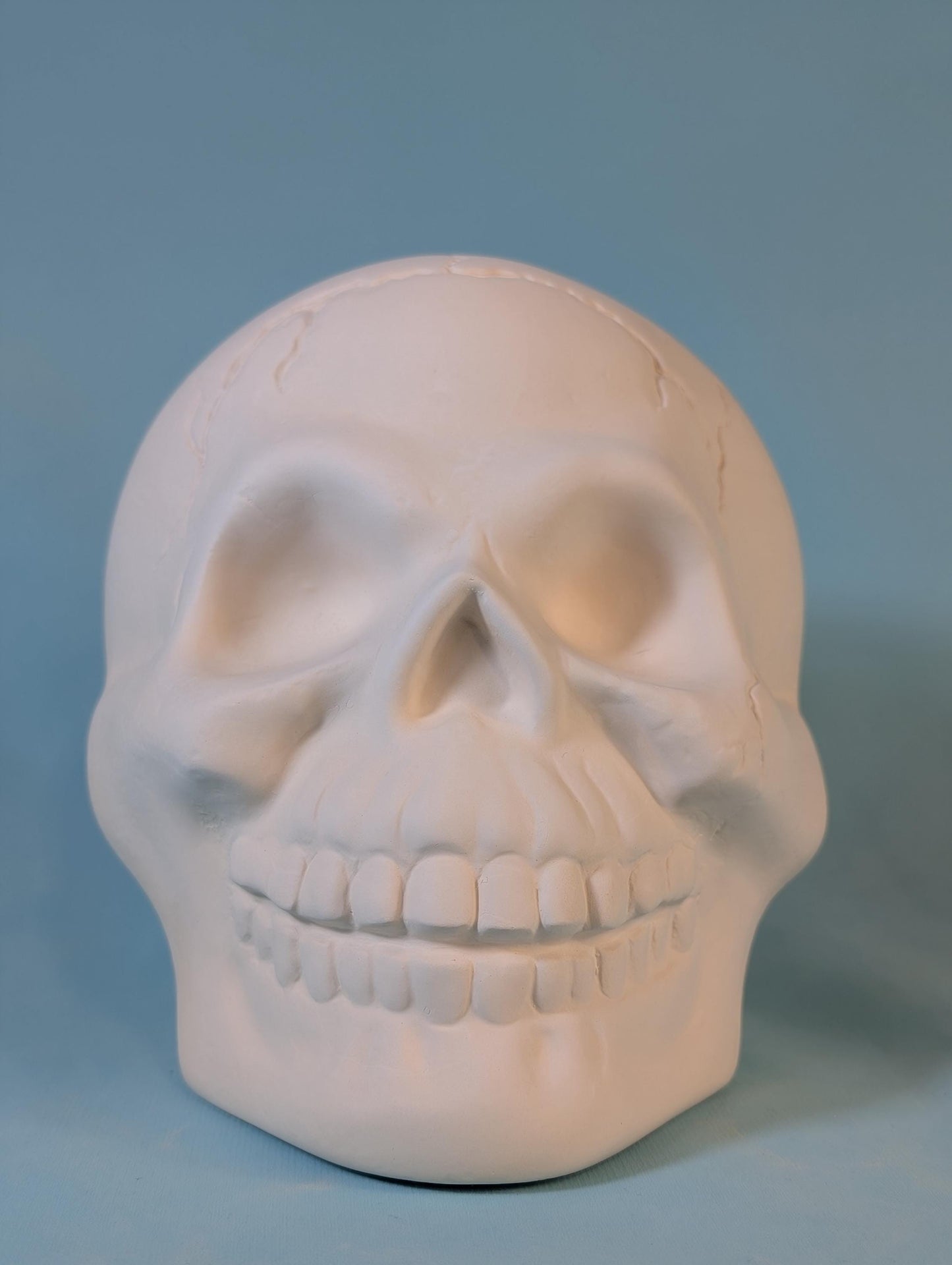 Oversized Ceramic Skull Decor: Unpainted Halloween Decoration, Whimsical Cartoon Design for Home
