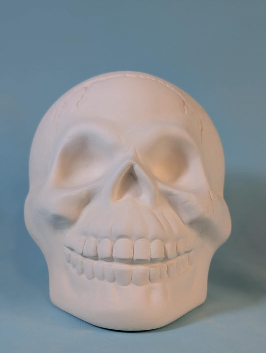 Oversized Ceramic Skull Decor: Unpainted Halloween Decoration, Whimsical Cartoon Design for Home