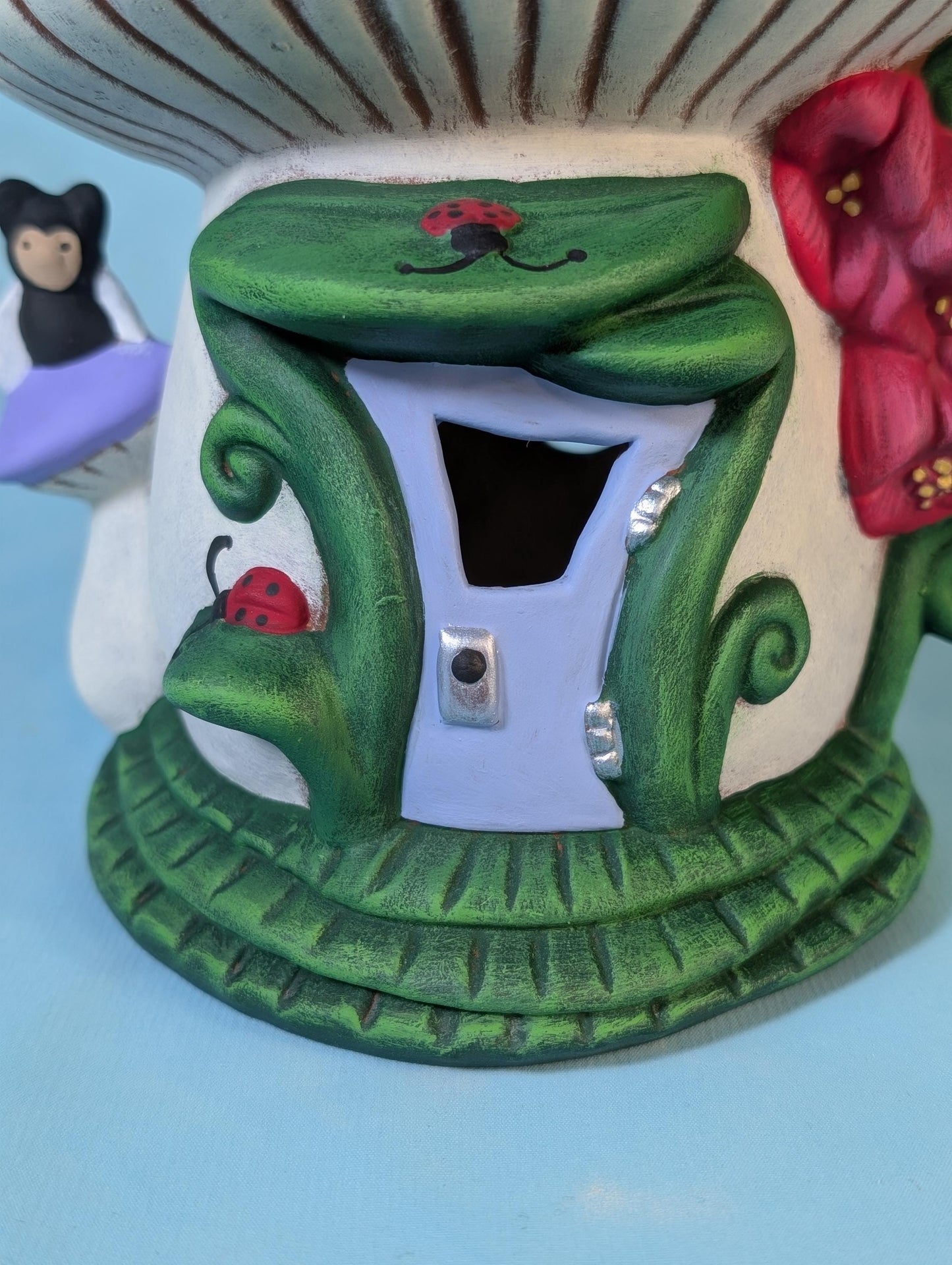 Fairy House | Caterpillar House | Tea Light Holder | Ceramic House  | Gift For Mom | Outdoor Fairy Garden House | Miniature Mushroom House