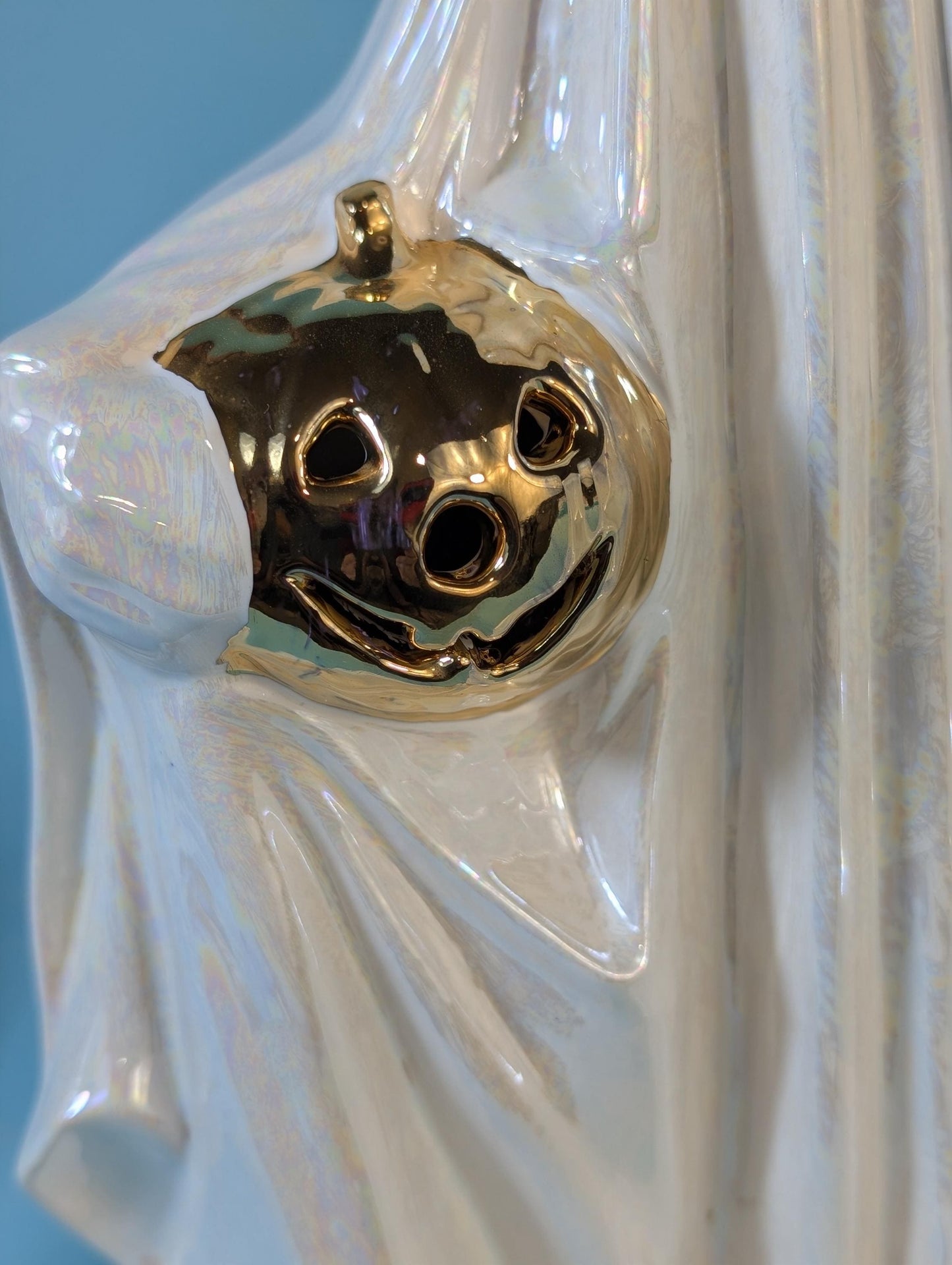 Vintage 1970s 24k Golden Glow Illuminated Ghost Lamp with Mother of Pearl Finish