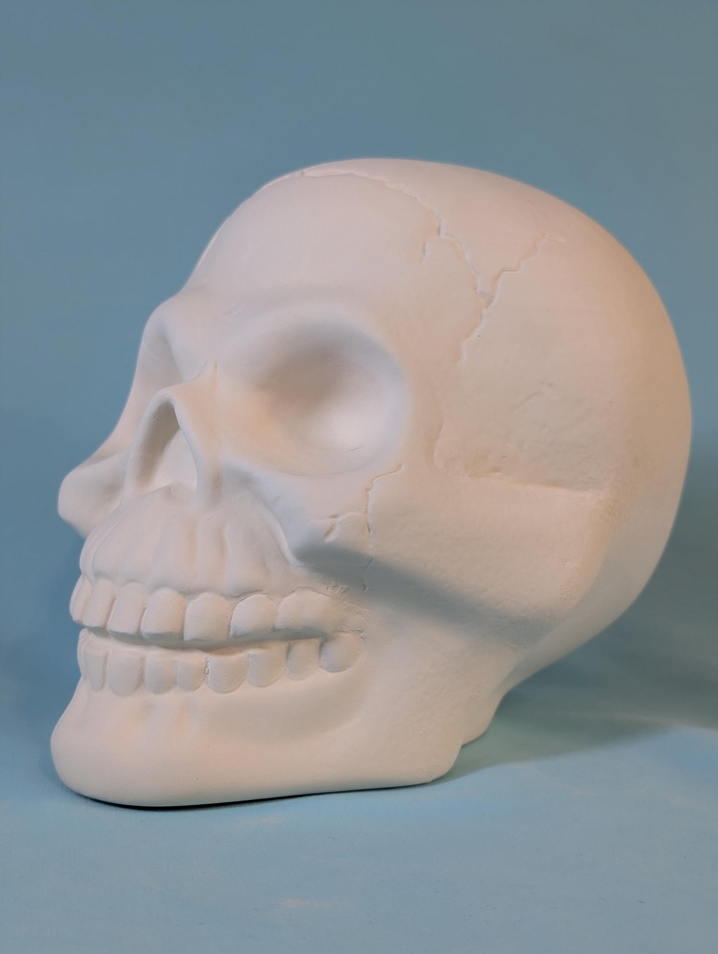 Oversized Ceramic Skull Decor: Unpainted Halloween Decoration, Whimsical Cartoon Design for Home