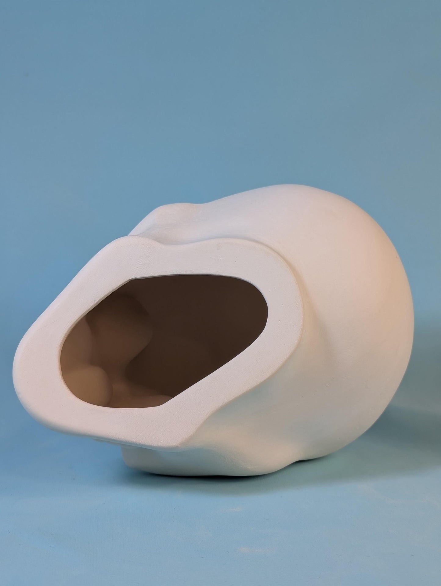 Oversized Ceramic Skull Decor: Unpainted Halloween Decoration, Whimsical Cartoon Design for Home