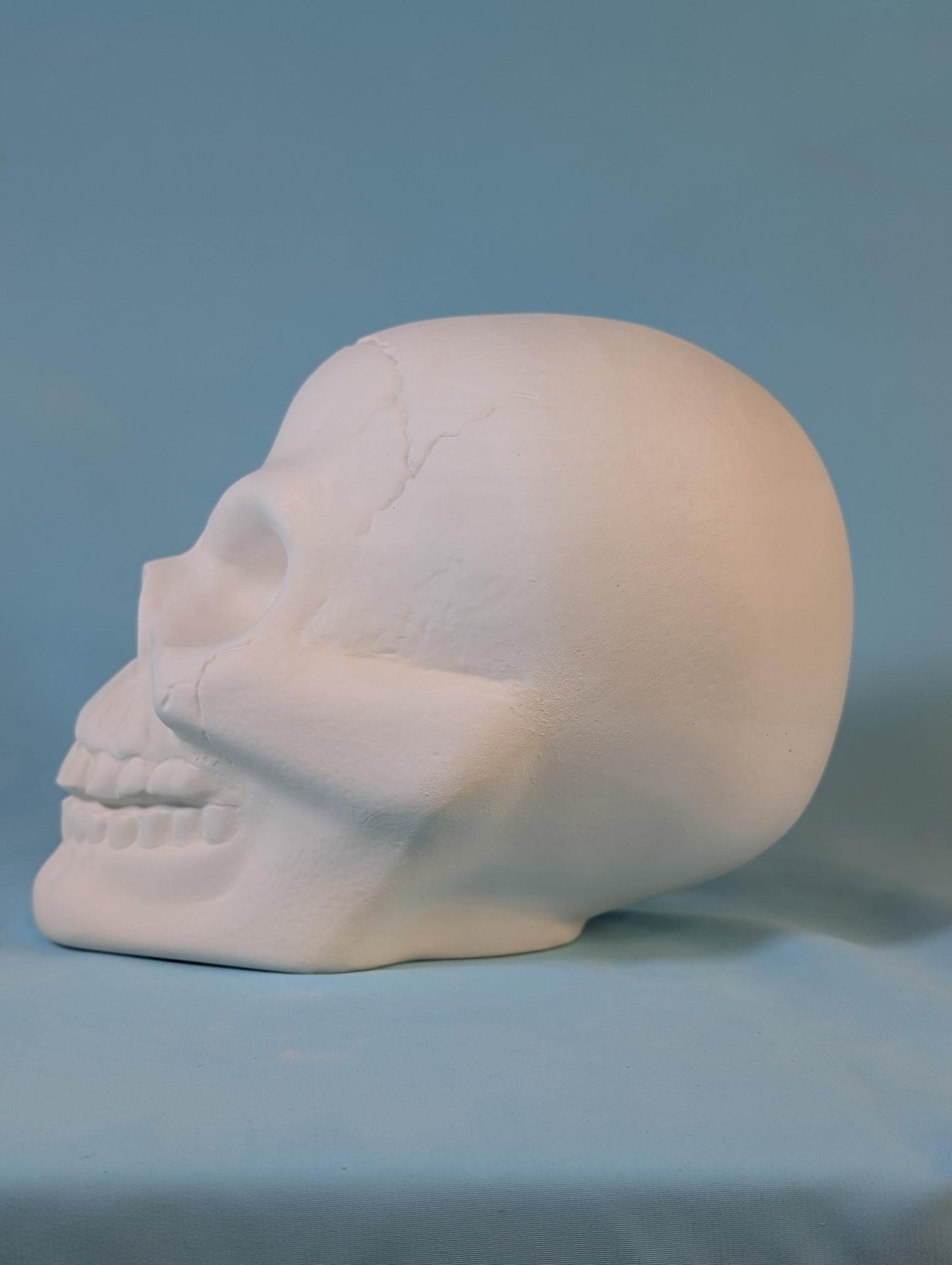 Oversized Ceramic Skull Decor: Unpainted Halloween Decoration, Whimsical Cartoon Design for Home