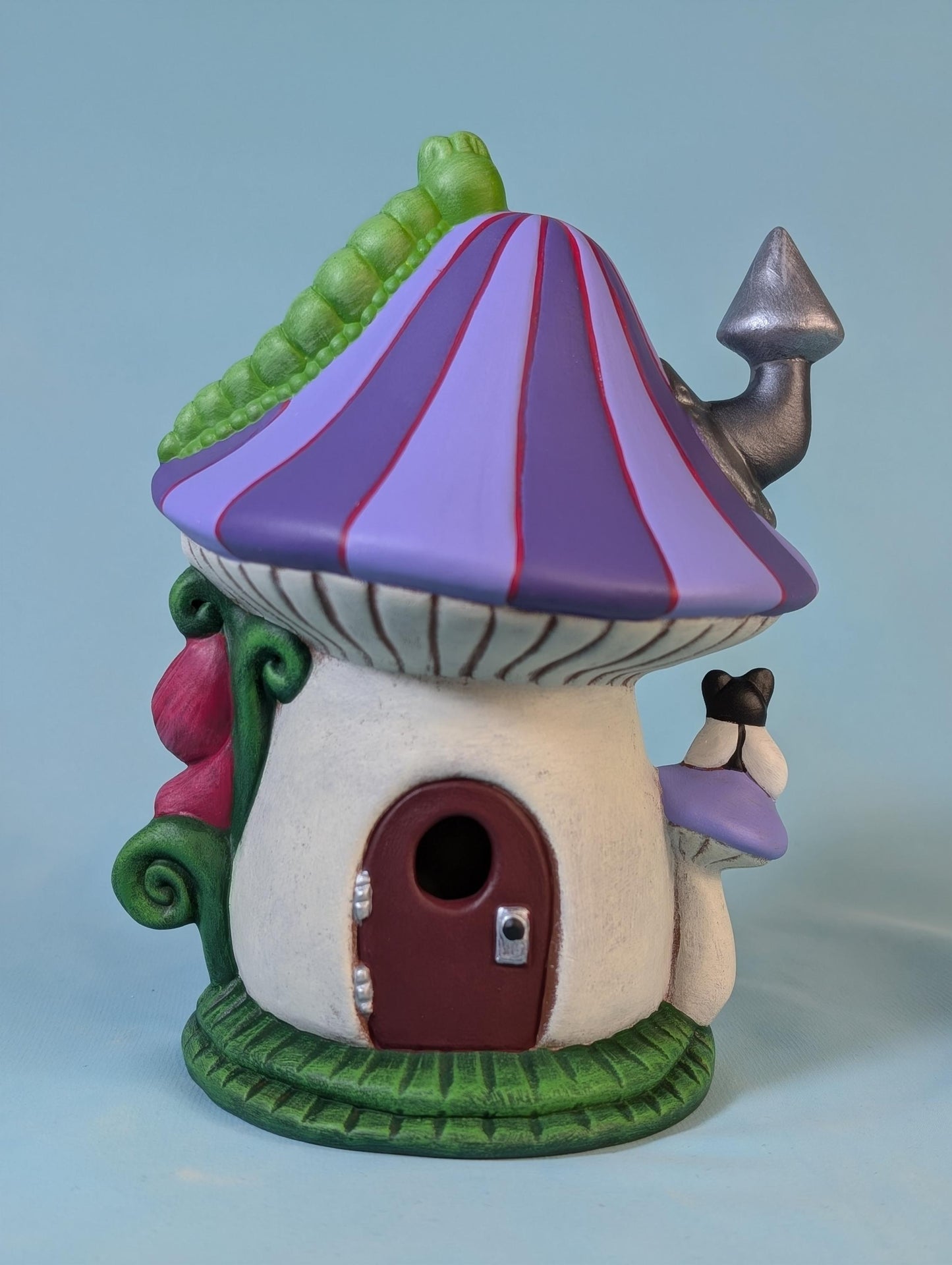 Fairy House | Caterpillar House | Tea Light Holder | Ceramic House  | Gift For Mom | Outdoor Fairy Garden House | Miniature Mushroom House