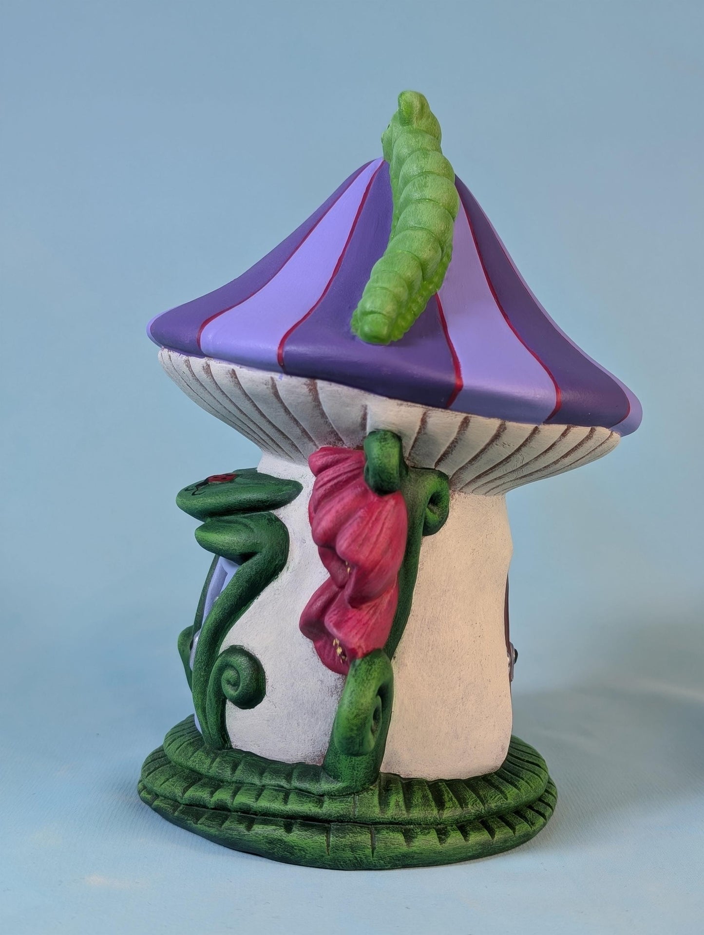 Fairy House | Caterpillar House | Tea Light Holder | Ceramic House  | Gift For Mom | Outdoor Fairy Garden House | Miniature Mushroom House