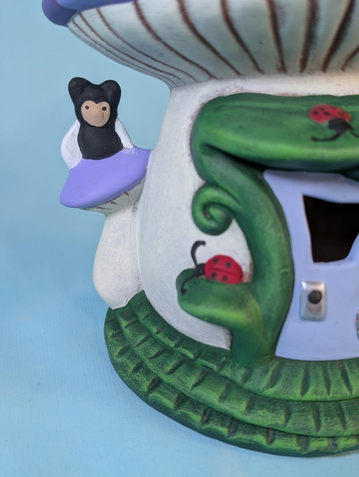 Fairy House | Caterpillar House | Tea Light Holder | Ceramic House  | Gift For Mom | Outdoor Fairy Garden House | Miniature Mushroom House