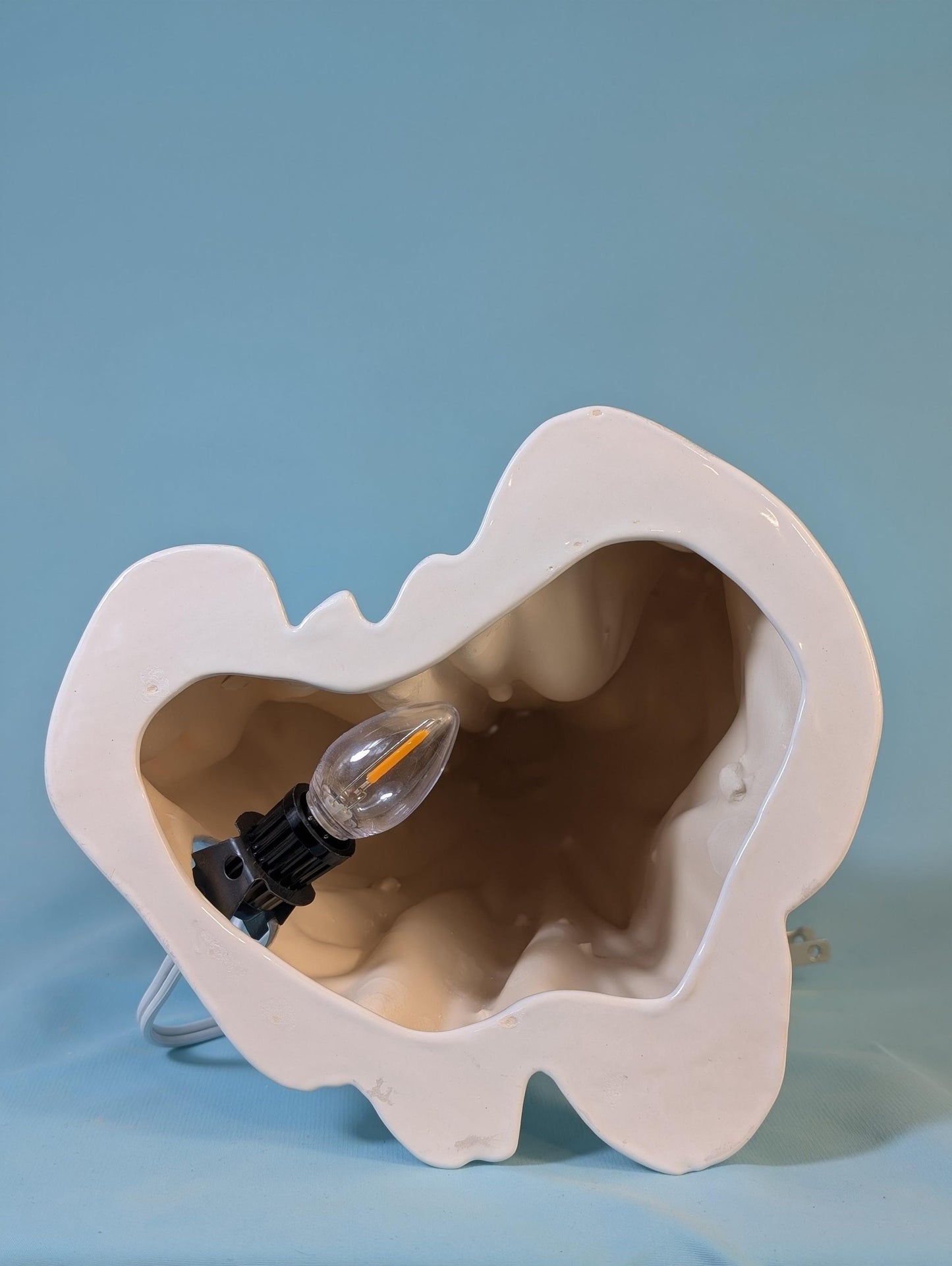 Vintage 1970s 24k Golden Glow Illuminated Ghost Lamp with Mother of Pearl Finish