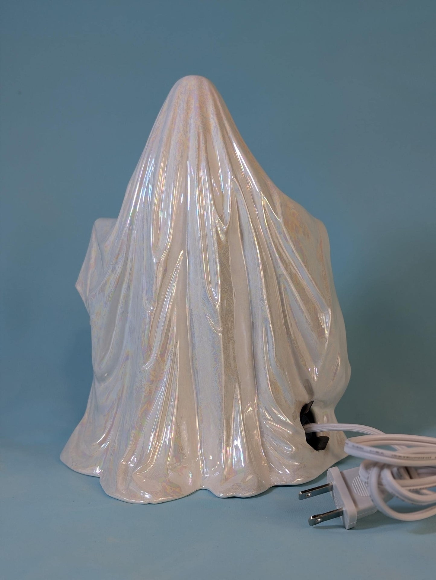 Vintage 1970s 24k Golden Glow Illuminated Ghost Lamp with Mother of Pearl Finish
