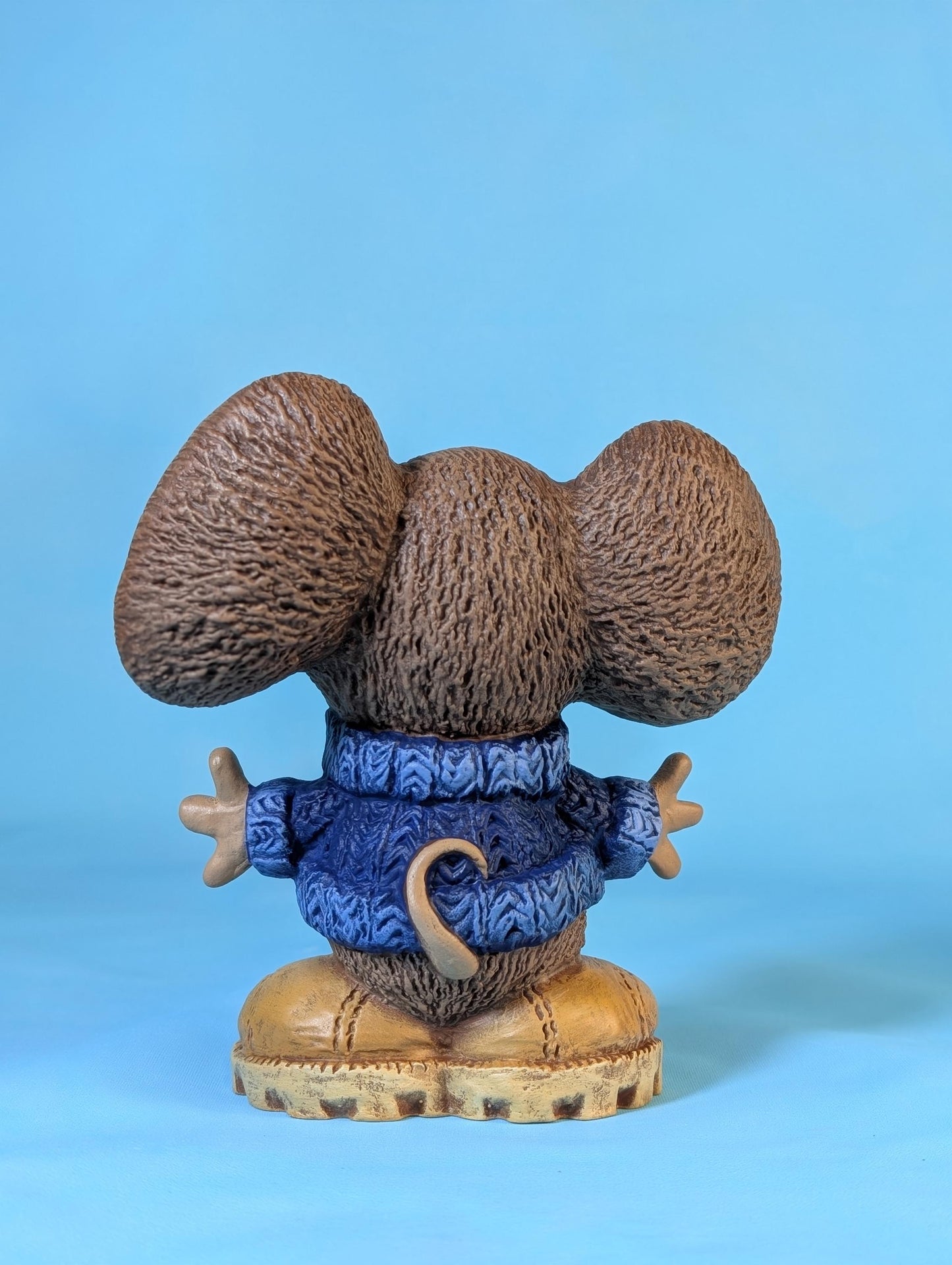 Cozy Sweater-Clad Mouse in Work Boots Figurine - Miniature Winter Decor Collectible