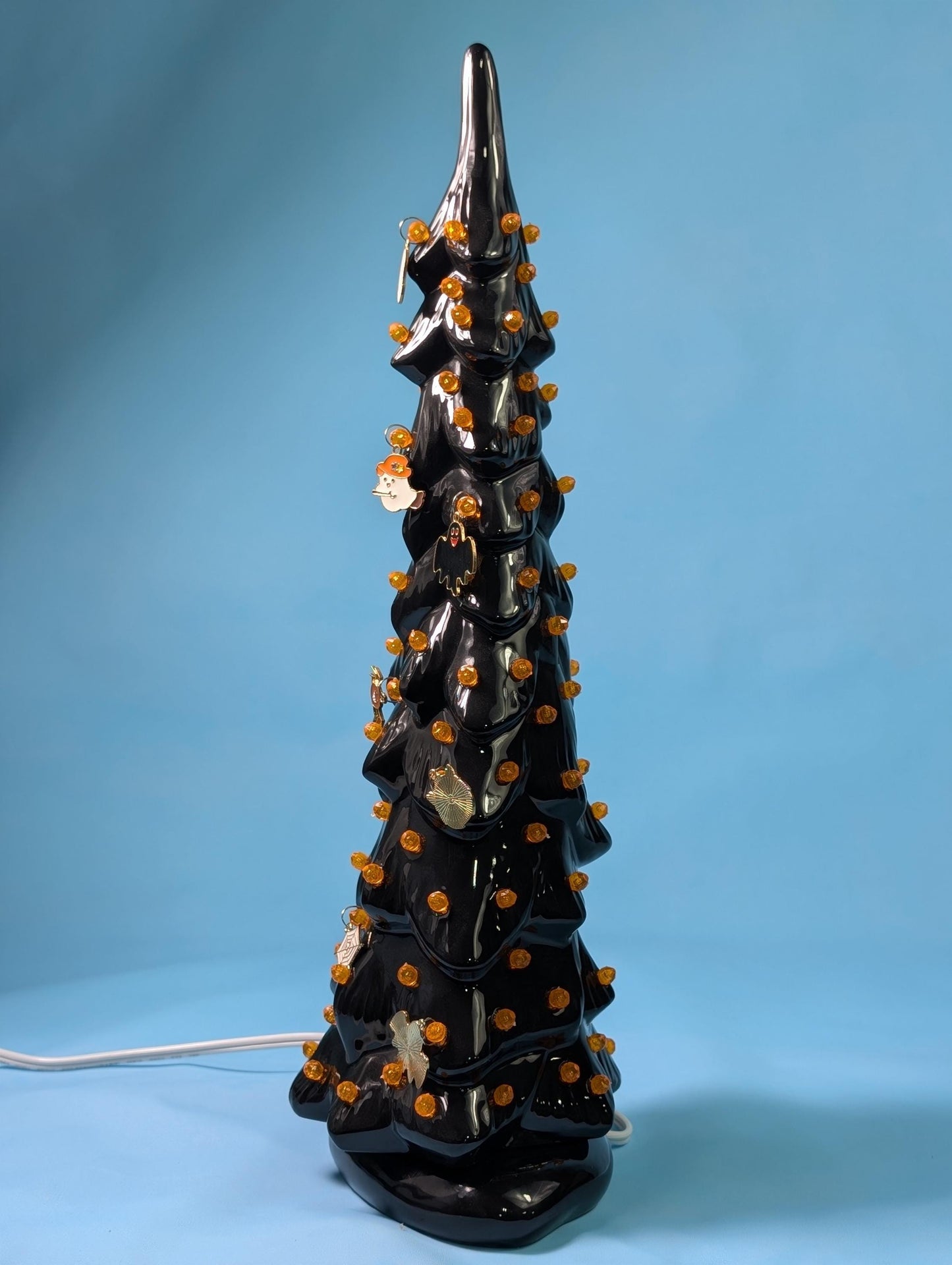 Illuminated Wispy Ghost Ceramic Tree | Spooky Halloween Decor | Retro Heirloom Fall Home Accent