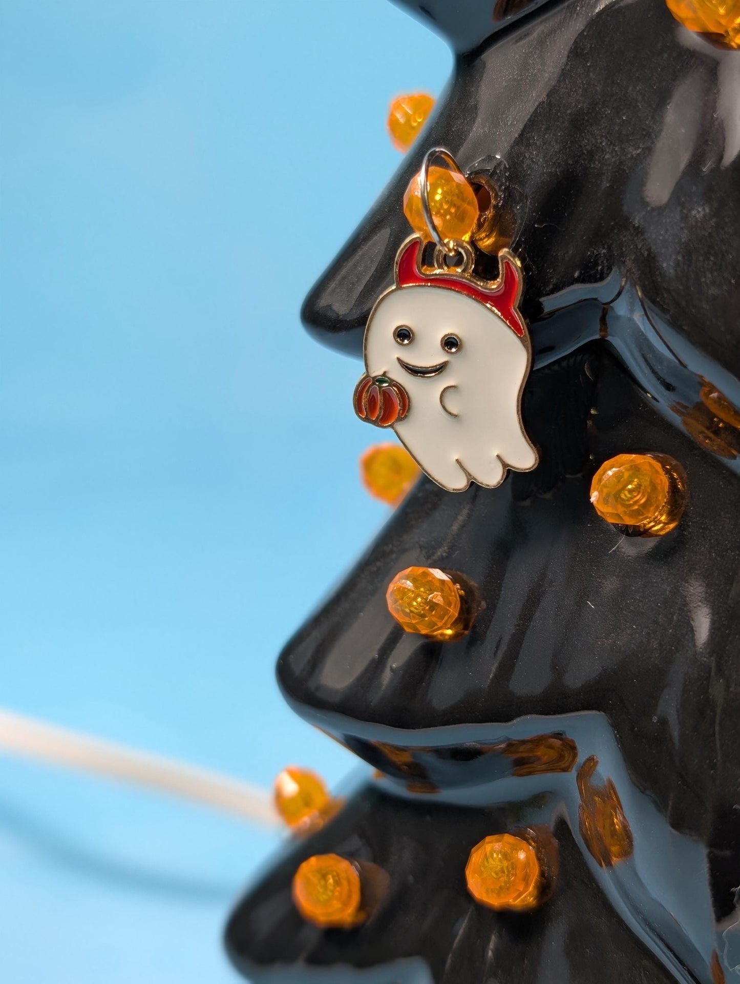 Illuminated Wispy Ghost Ceramic Tree | Spooky Halloween Decor | Retro Heirloom Fall Home Accent