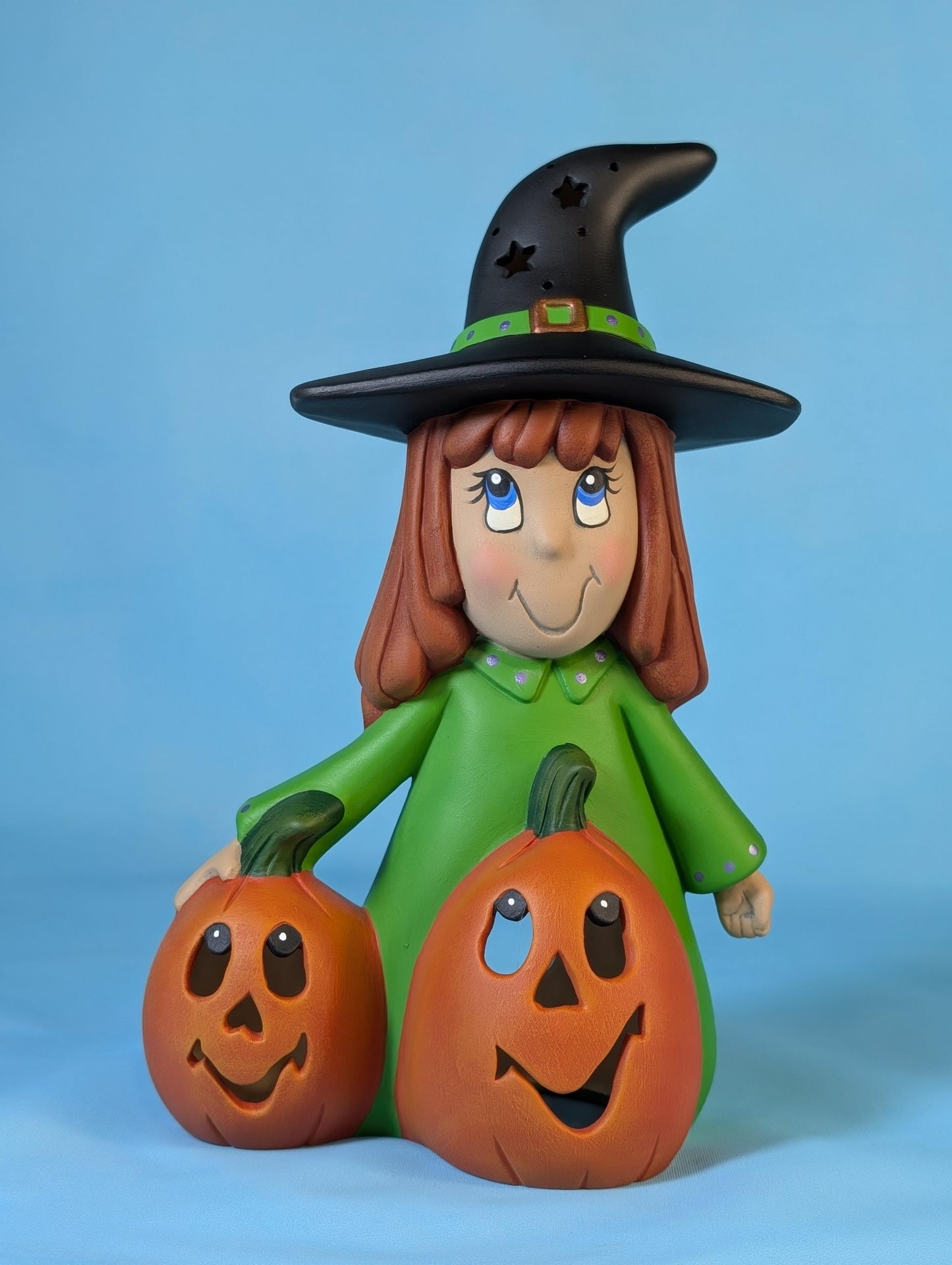 Illuminated Halloween Pumpkin Witch Decoration: Spooky Cute Light-Up Decor for Festive Ambiance
