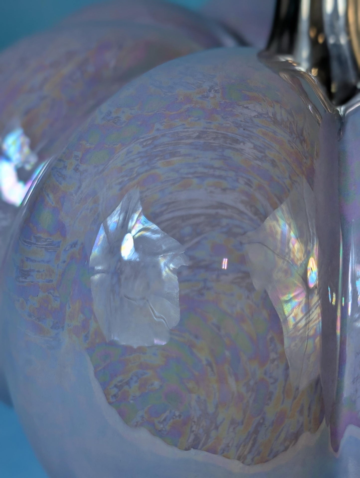 Elegant Light Purple Mother of Pearl Silver Stemmed Pumpkin - Unique Halloween Decor & Gift