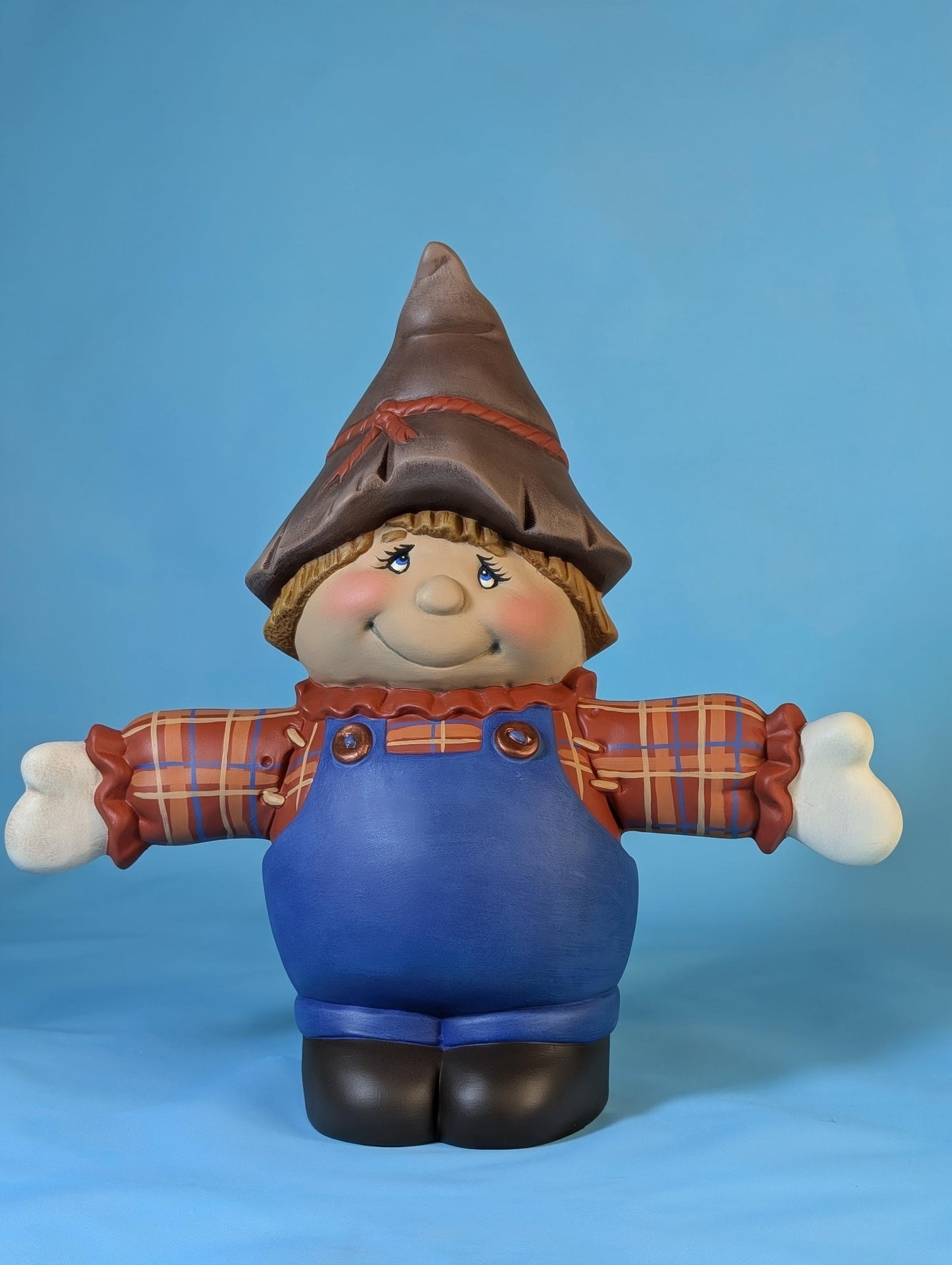 Adorable Autumn Flannel Scarecrow Couple Decor: Rustic Farmhouse Harvest Festival Decorations