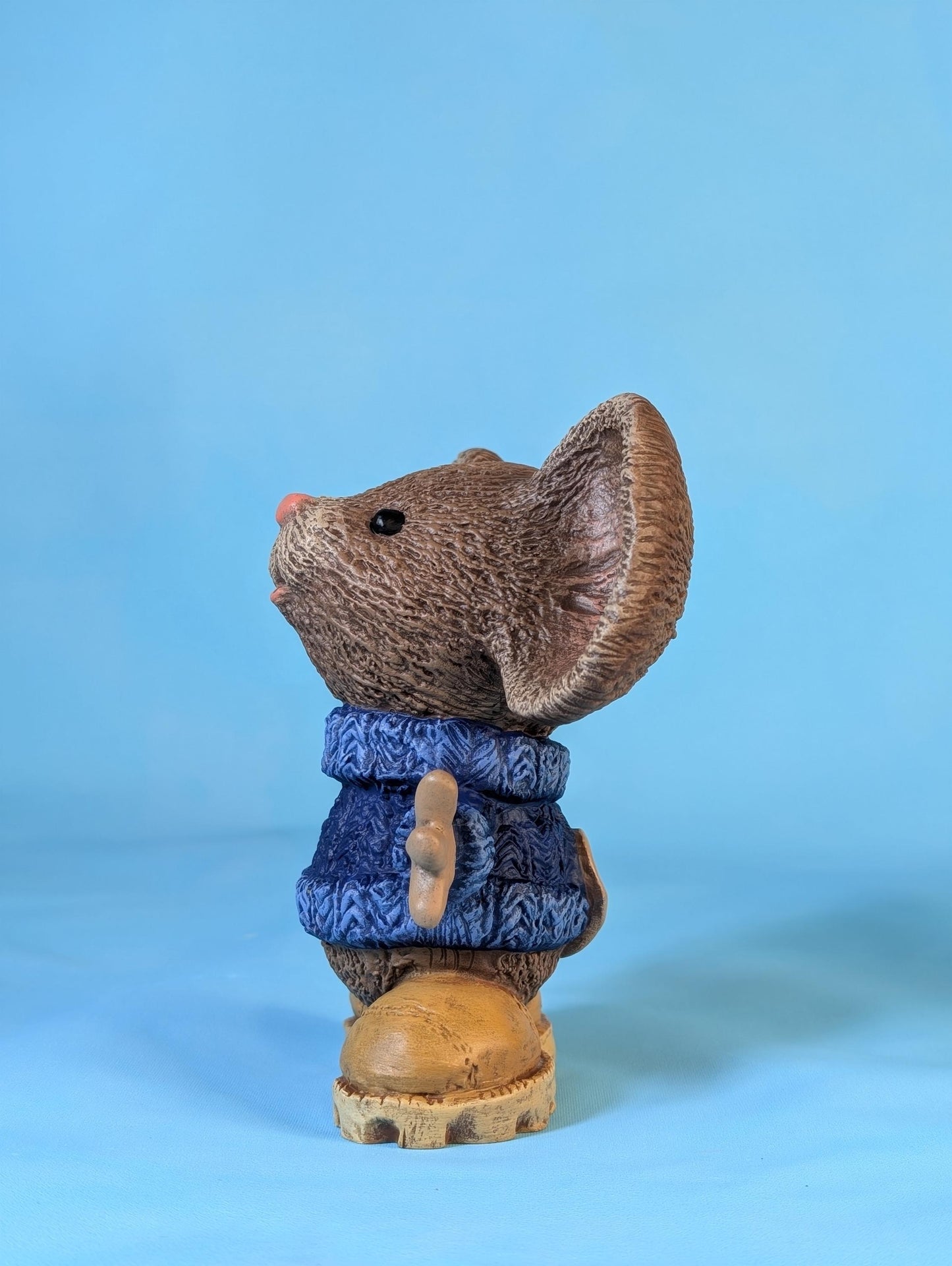 Cozy Sweater-Clad Mouse in Work Boots Figurine - Miniature Winter Decor Collectible
