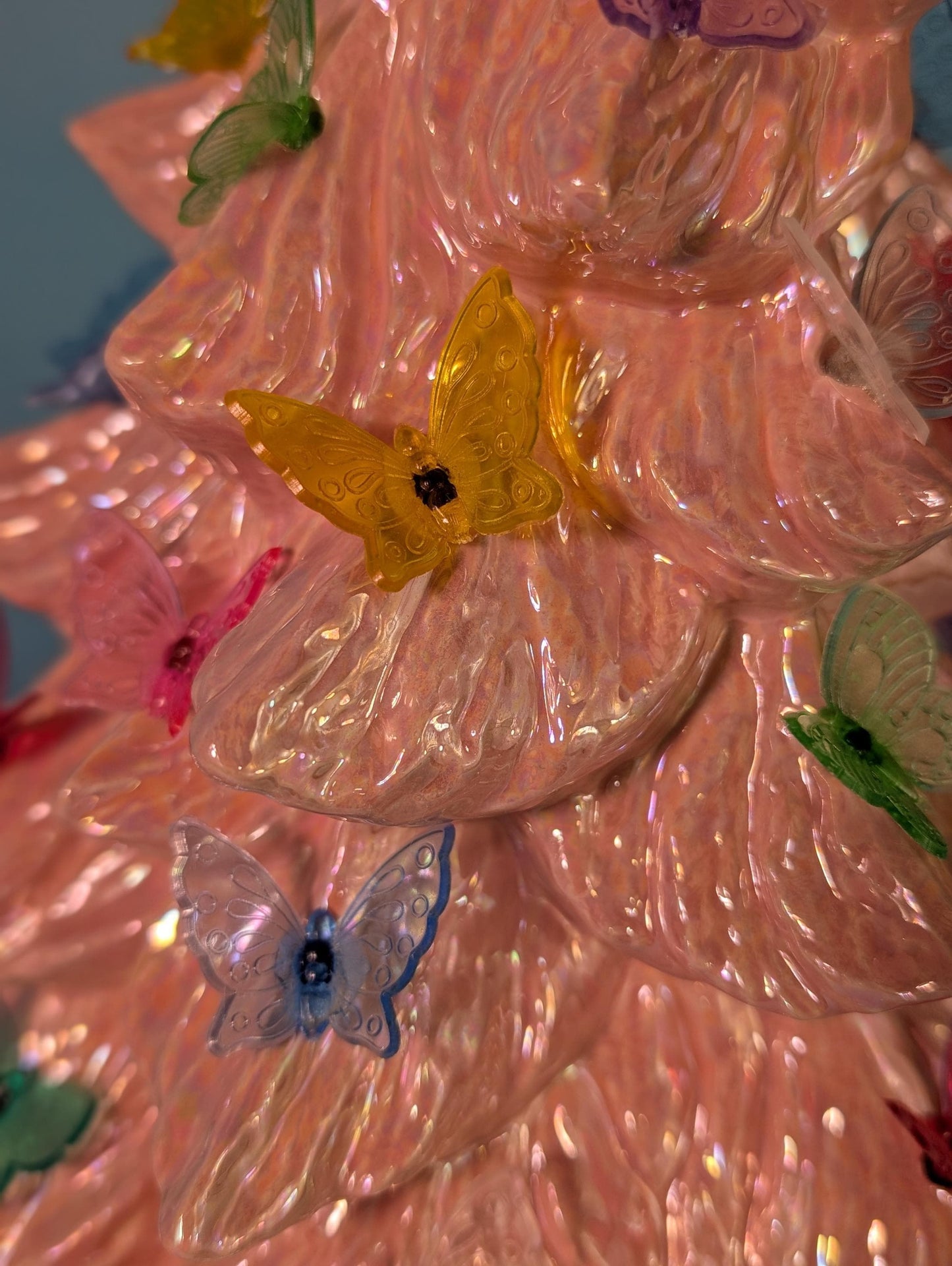 Vintage-Inspired Ceramic Butterfly Tree: Colorful Spring Decor for Easter, Christmas & Garden Gifts