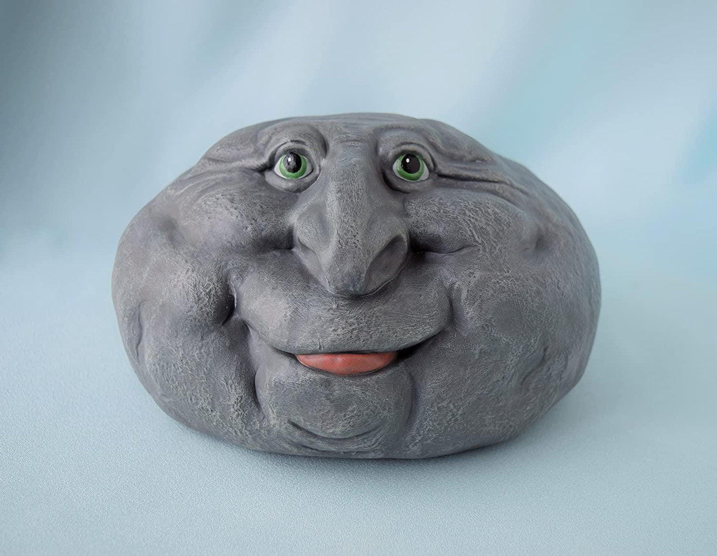 Whimsical Rock Face Garden Sculpture - Unique Outdoor Yard Art with Personality and Tongue