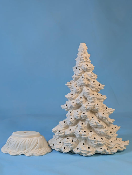Tampa Bay 12-inch Unfinished Christmas Tree Decoration for DIY Painting, Medium Shallow Depth Holiday Decor - Teresa's Ceramics