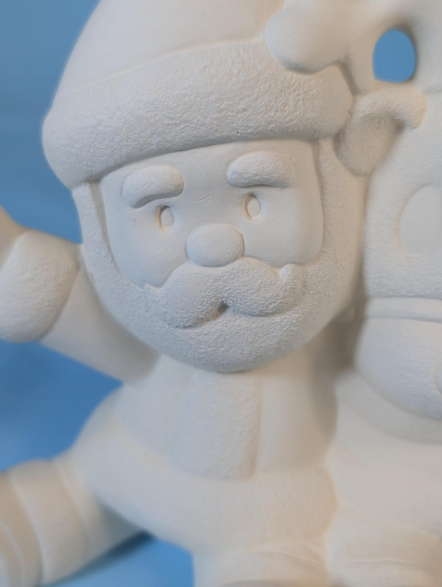 DIY Paintable Ceramic Santa & Snowman Duo: Holiday Christmas Decor, Customizable Winter Craft Project