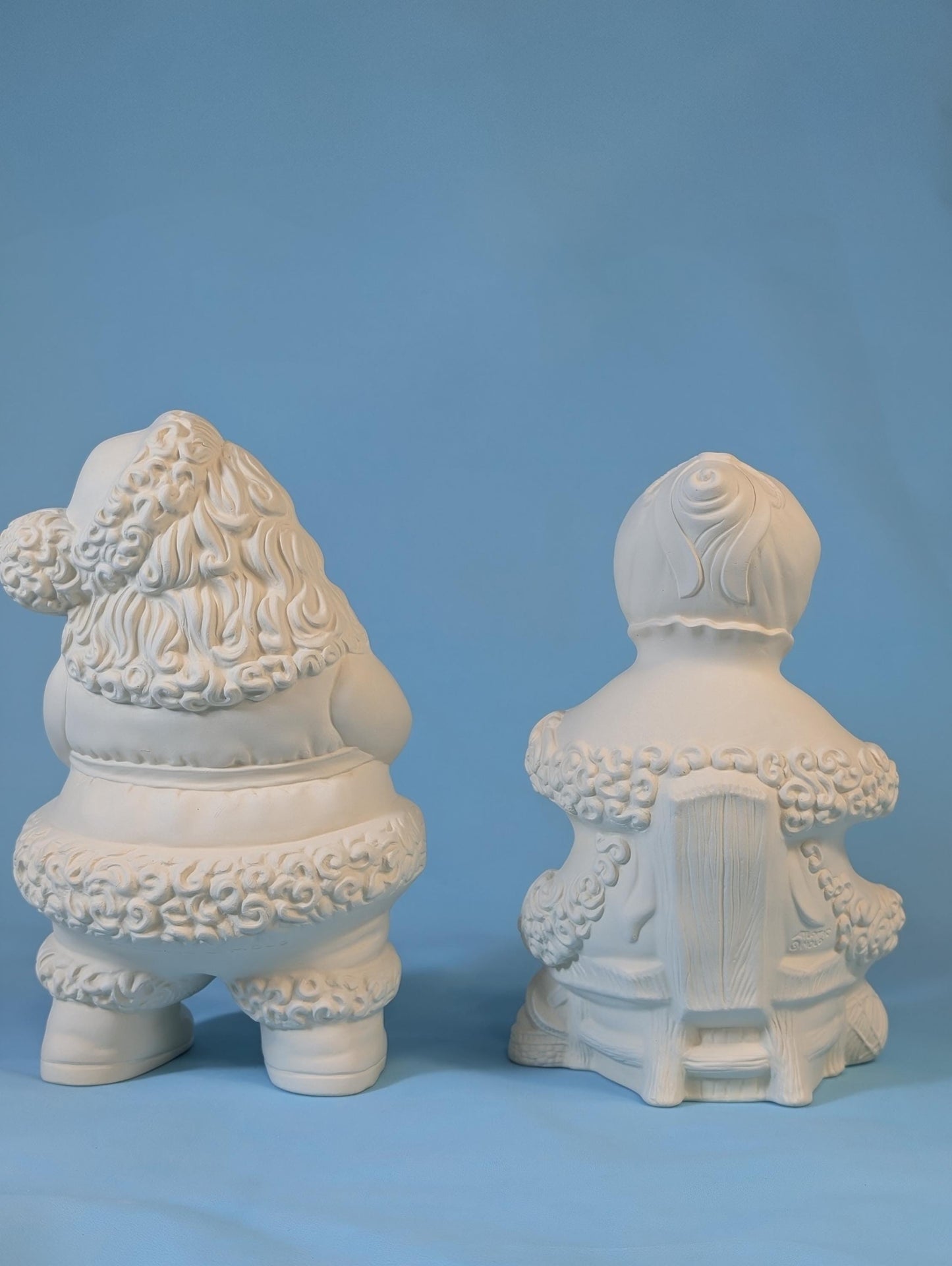 Paintable Mr. and Mrs. Claus Ceramic Figurines - DIY Christmas Decor for Crafters and Artists