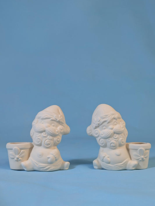 Adorable DIY Santa Claus Candle Holders - Paintable Christmas Decor Set for Festive Crafting - Teresa's Ceramics