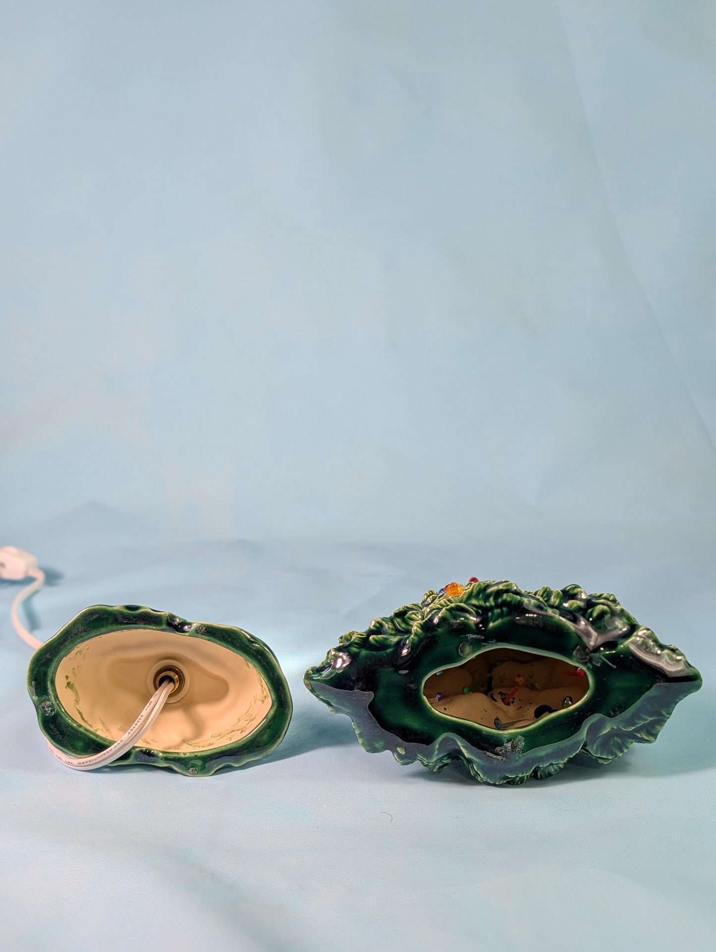 9.75 inch Tampa Bay Ceramic Christmas Tree - Multicolor Lights Low Profile Bluegrass Holiday Decoration