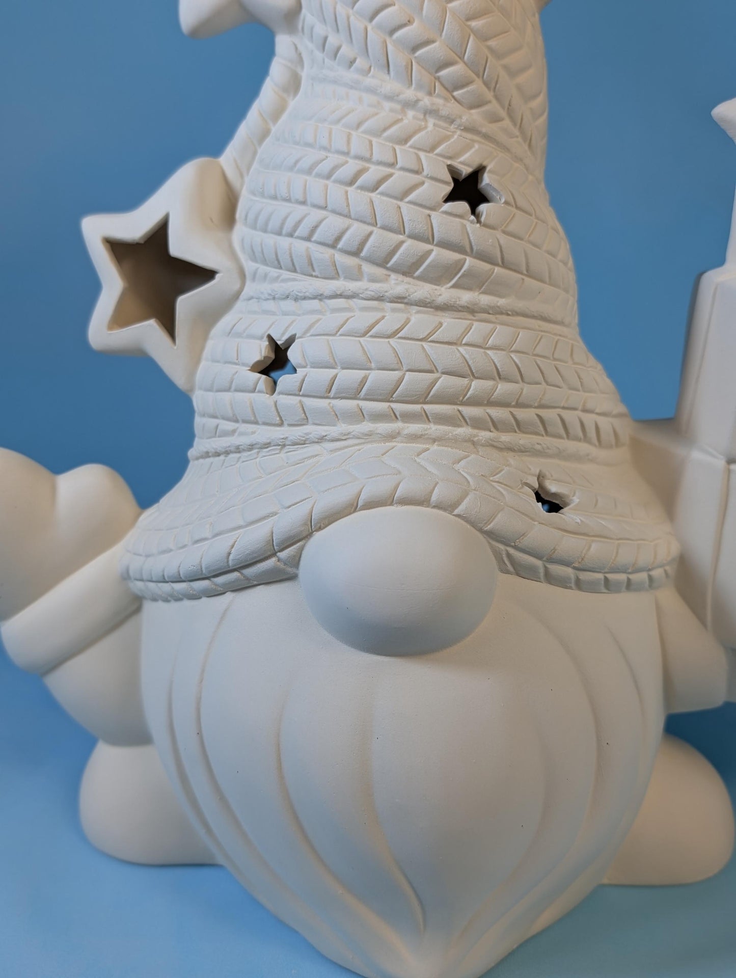 Illuminated DIY Christmas Gnome Present Decoration with Star Cutouts and Clip-in Light