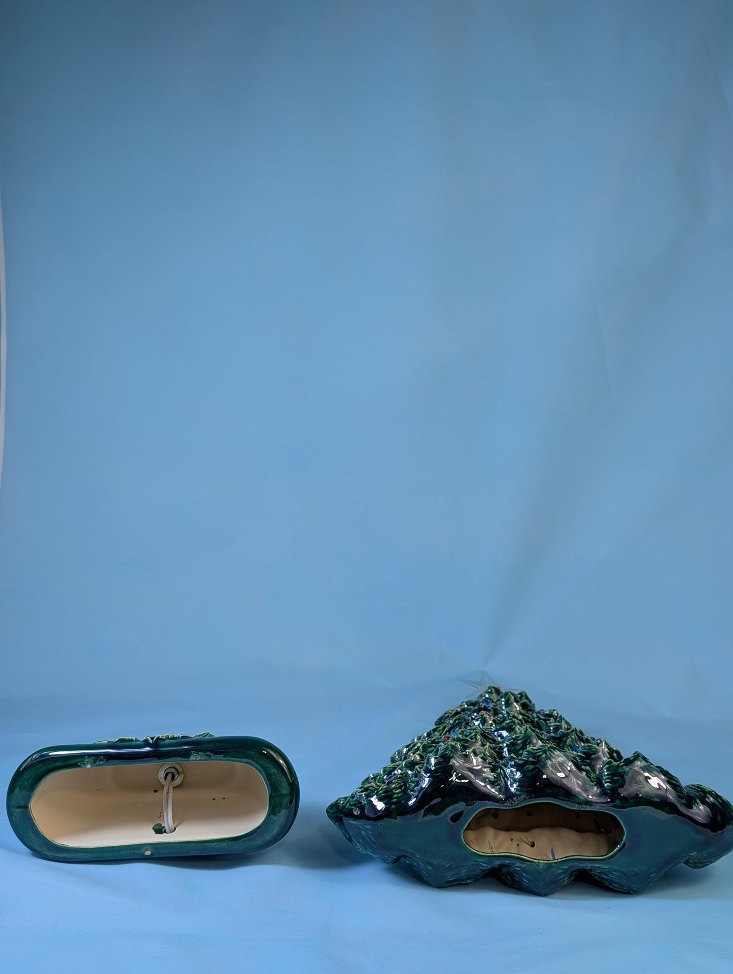 Rare 16-inch Thin Profile Nowell Ceramic Christmas Tree - Vintage Holiday Decoration