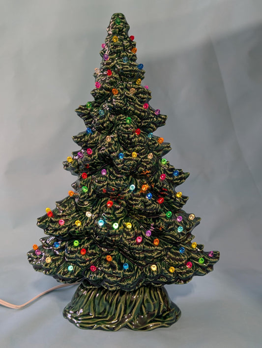 Low Profile Ceramic Christmas Tree with Multicolor Lights - Bluegrass Tampa Bay Style (3 Sizes)