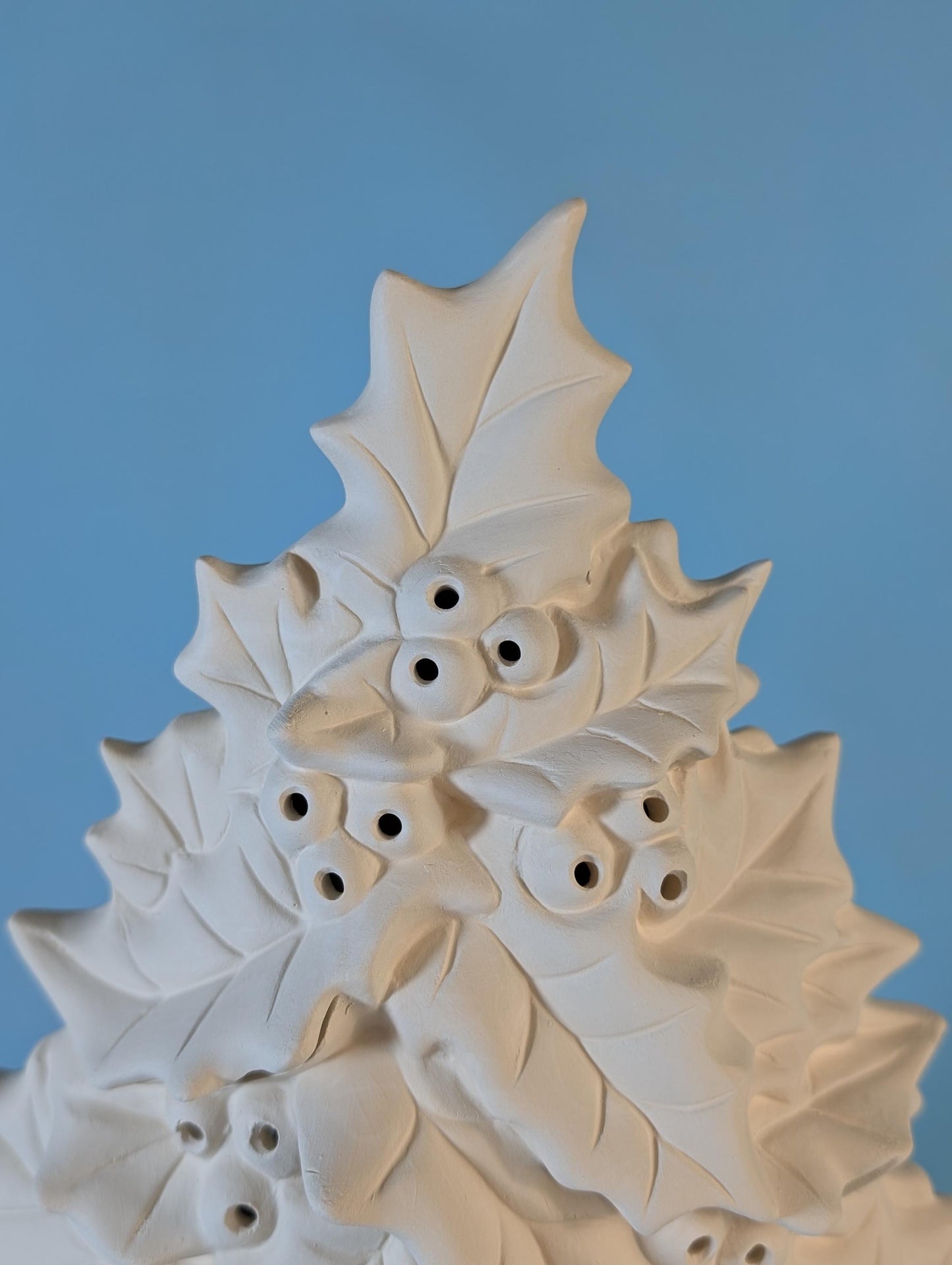 Unfinished Ceramic Holly Tree Bisque for DIY Holiday Crafts - 16.5 Inch Tall Clay Magic