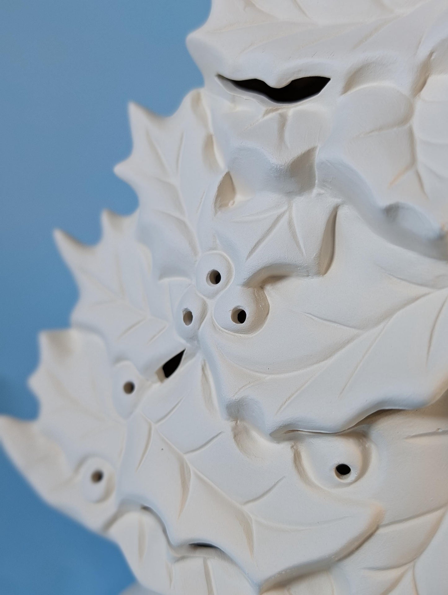 Unfinished Ceramic Holly Tree Bisque for DIY Holiday Crafts - 16.5 Inch Tall Clay Magic