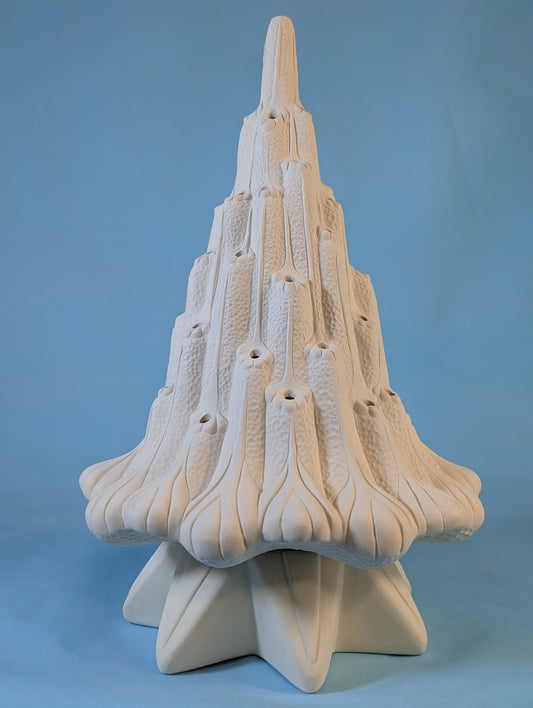 Unfinished Ceramic Bisque Lava Tree Sculpture - 14 Inch Tall Clay Art for DIY Painting