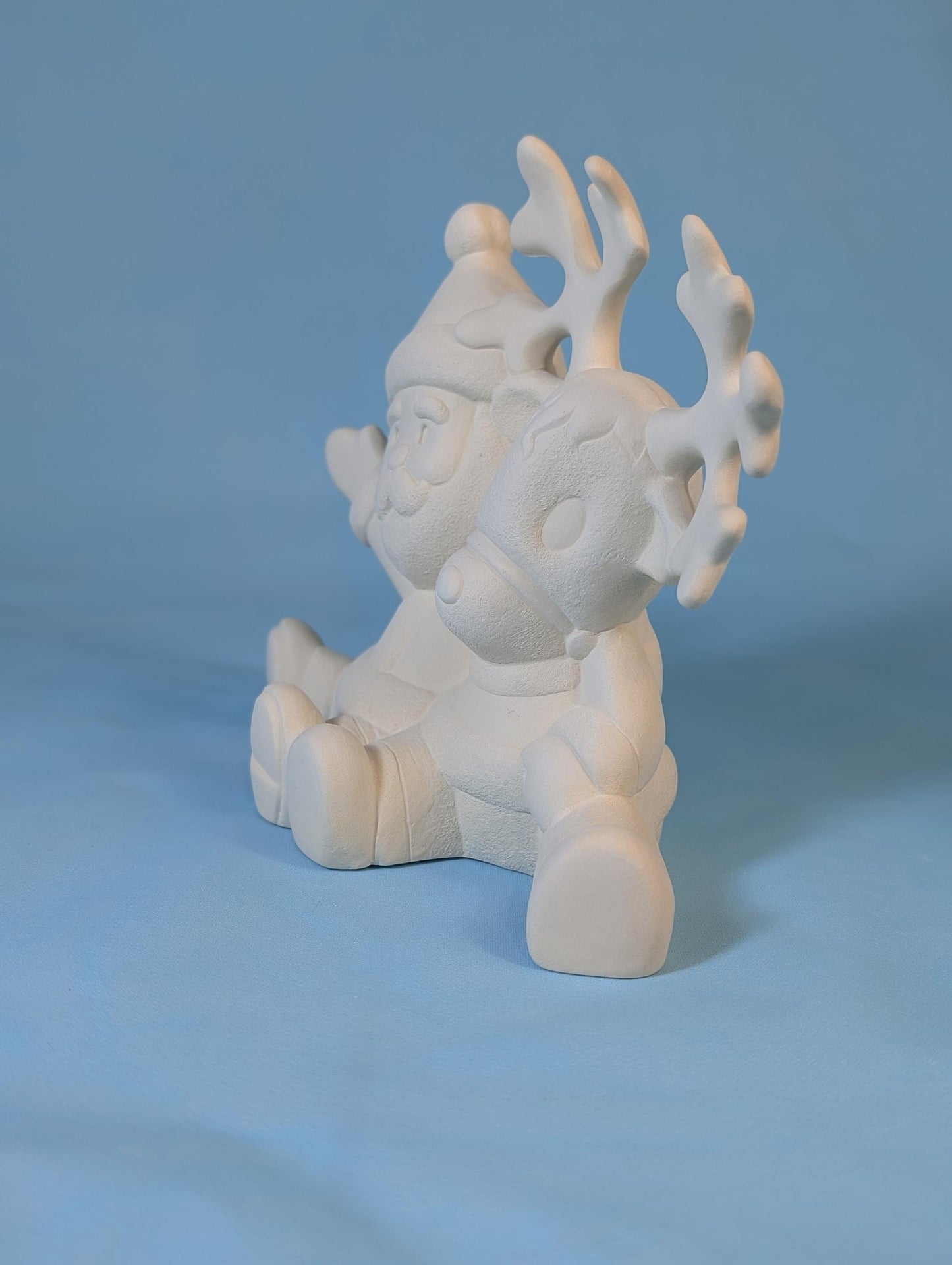 DIY Paintable Ceramic Santa & Snowman Duo: Holiday Christmas Decor, Customizable Winter Craft Project