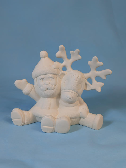 DIY Paintable Ceramic Santa & Snowman Duo: Holiday Christmas Decor, Customizable Winter Craft Project
