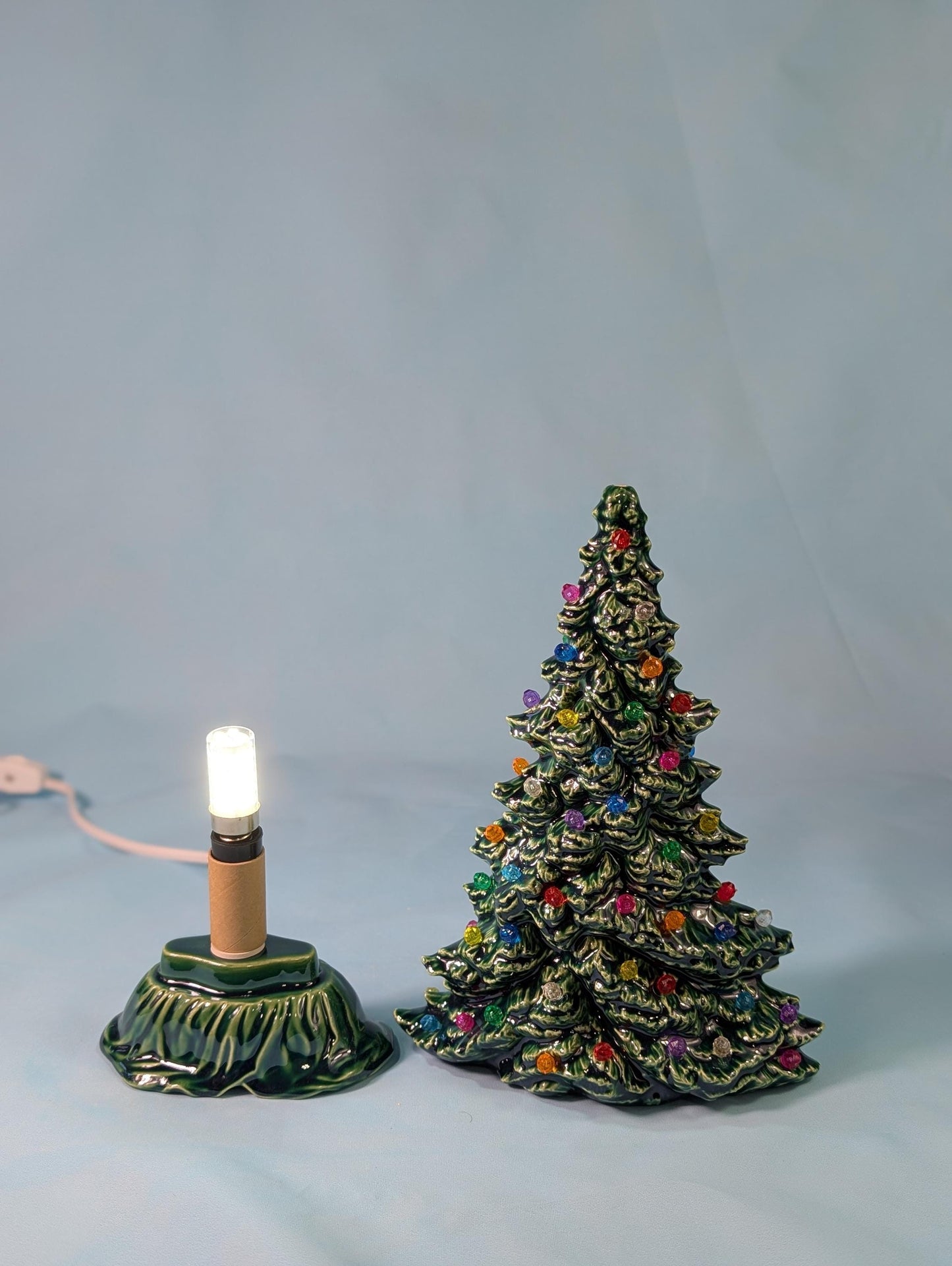 9.75 inch Tampa Bay Ceramic Christmas Tree - Multicolor Lights Low Profile Bluegrass Holiday Decoration