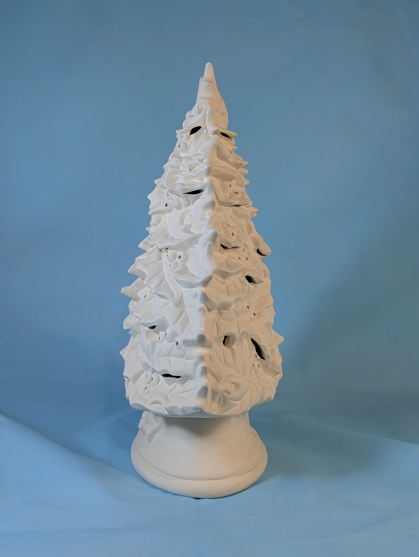 Unfinished Ceramic Holly Tree Bisque for DIY Holiday Crafts - 16.5 Inch Tall Clay Magic