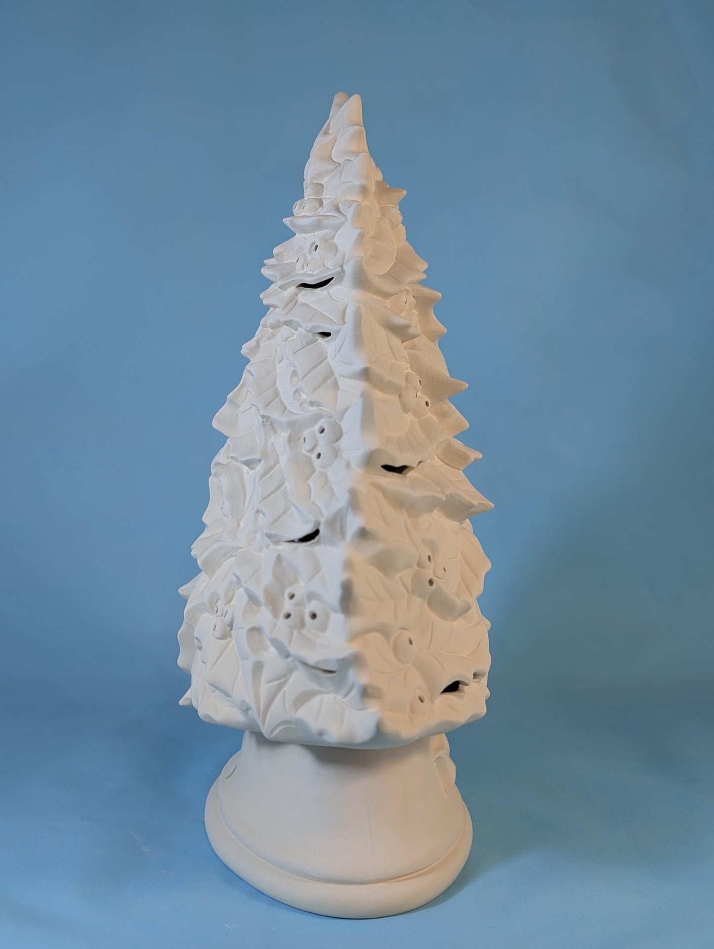 Unfinished Ceramic Holly Tree Bisque for DIY Holiday Crafts - 16.5 Inch Tall Clay Magic