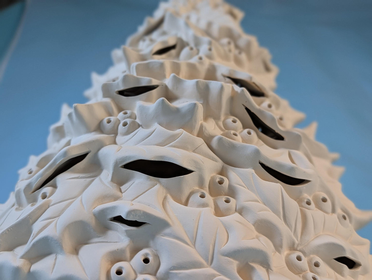 Unfinished Ceramic Holly Tree Bisque for DIY Holiday Crafts - 16.5 Inch Tall Clay Magic