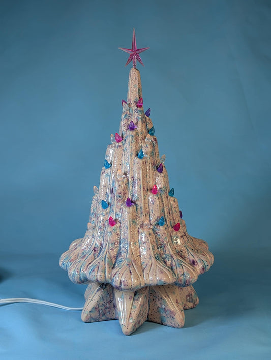 Enchanting Pink Illuminated Fairy Pixie Lava Tree - Large Magical Woodland Decor, Ready to Ship