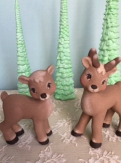 Adorable Ceramic Reindeer Couple: Christmas Decoration, Stocking Stuffer, Winter Decor Gift Under 30
