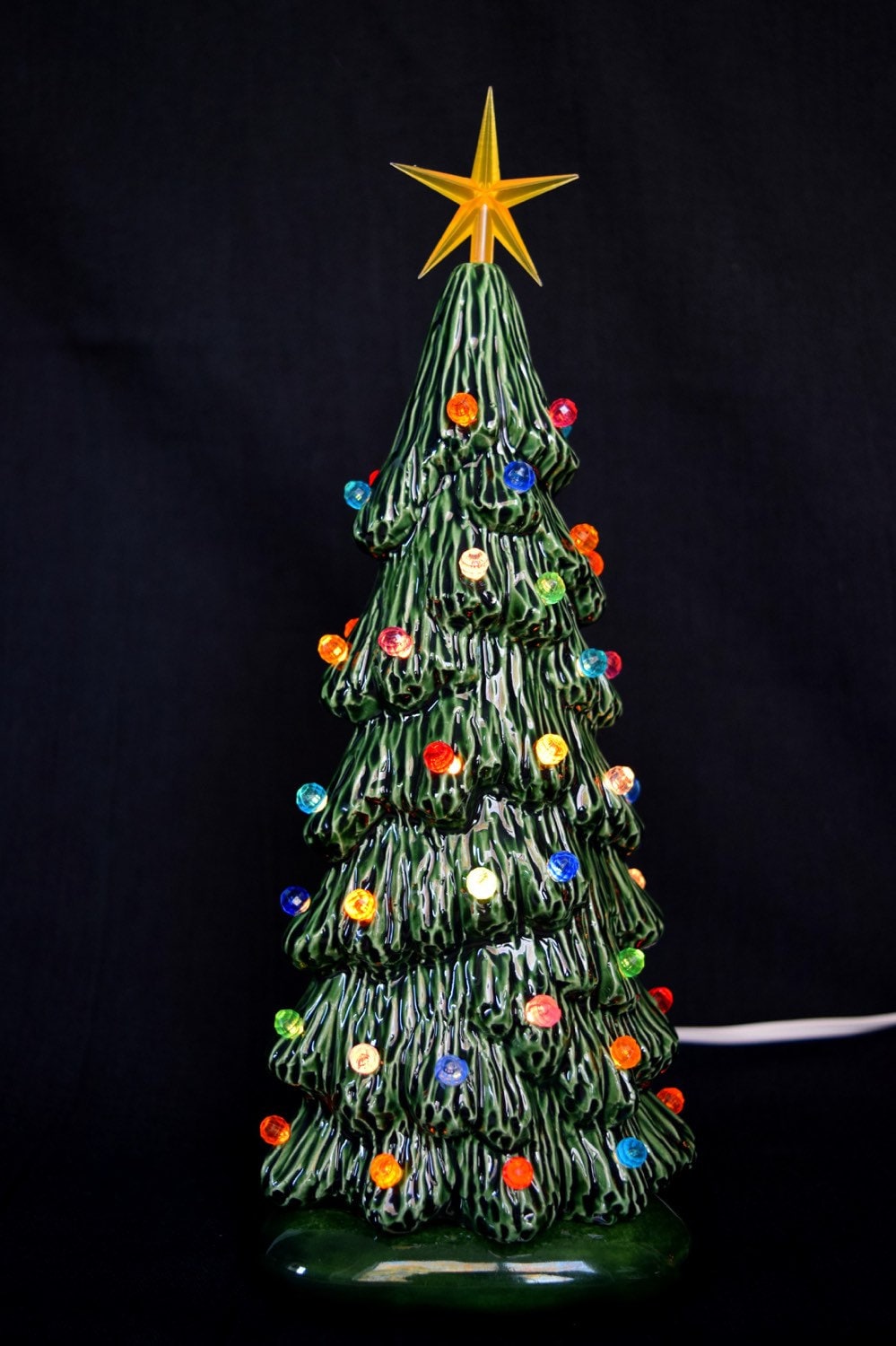 9-inch Slim Lighted Ceramic Christmas Tree Night Light - Vintage Village Centerpiece Gift for Mom