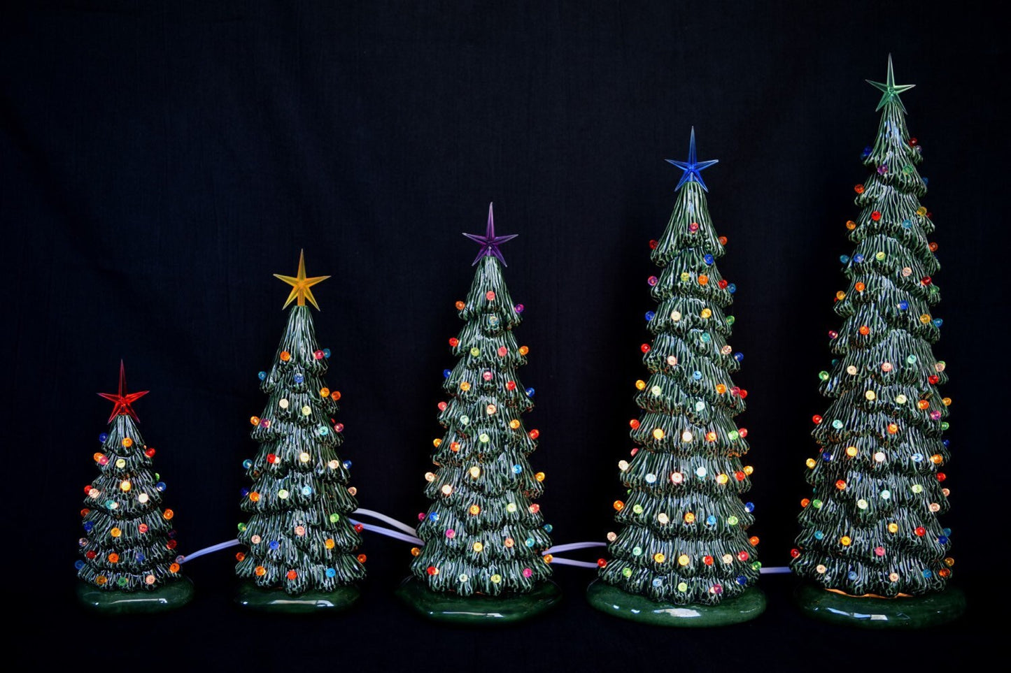 9-inch Slim Lighted Ceramic Christmas Tree Night Light - Vintage Village Centerpiece Gift for Mom