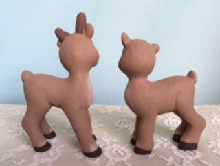 Adorable Ceramic Reindeer Couple: Christmas Decoration, Stocking Stuffer, Winter Decor Gift Under 30